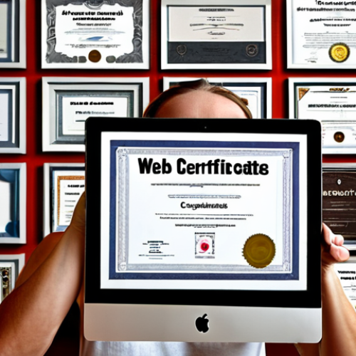 Home 4 **
A web designer proudly displaying various web design certificates on a wall, but behind them, a computer screen showcases a stunning website design, hinting that skills are more important than certificates.
**