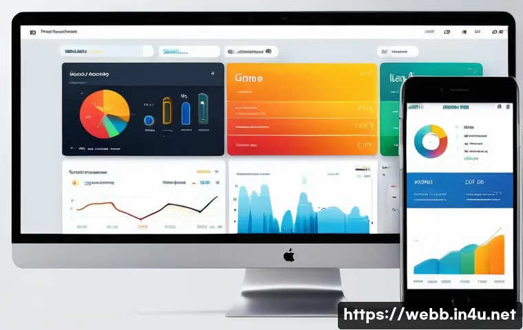 웹디자인 업계 동향 리포트 - A sleek, modern web interface showcasing personalized UX/UI design: vibrant dashboard with AI-driven...