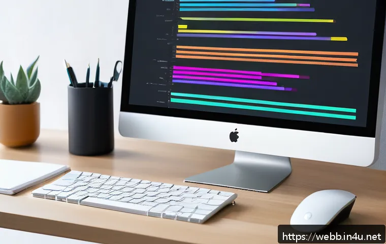 웹디자인 고급 CSS 애니메이션 - A modern web designer’s workspace showcasing a large high-resolution monitor displaying complex CSS ...